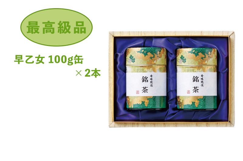 贈答用お茶（静岡茶・牧之原茶）最高級品 早乙女 100g缶×2本