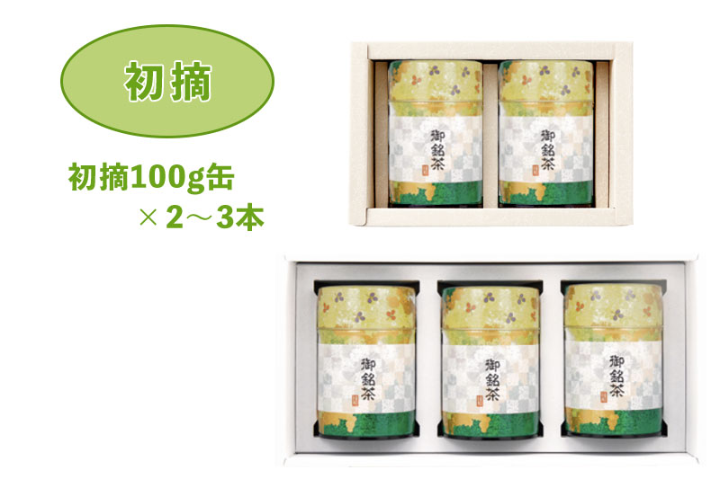 贈答用お茶（静岡茶・牧之原茶）一番人気！初摘100g缶×2~3本