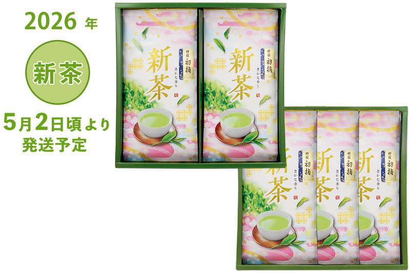 2026年 静岡牧之原 新茶 深蒸し茶 特選初摘 100g袋2~3本詰合せ（箱入り） 5/2頃より発送